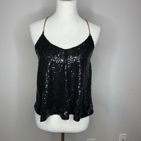 Casting LA- Black Sequenced Tank w/Chain Straps - Picture 1 of 2